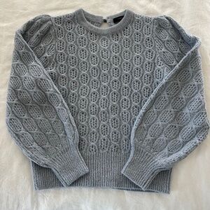 J Crew Steel Blue Cable Knit Sweater
